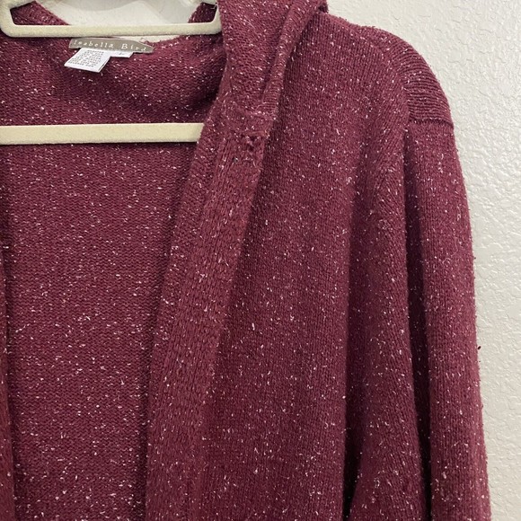 Isabella Bird Womens Sweater Cardigan Size L Duster Hoodie Silk Wool Blend Red - Picture 3 of 7